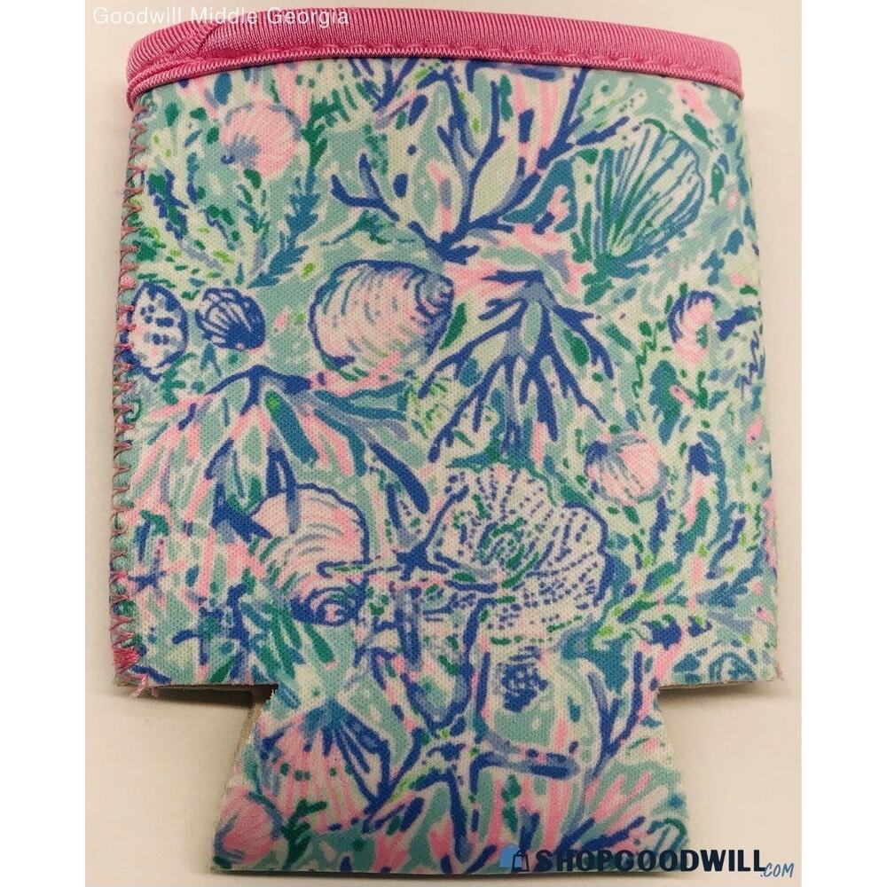 Lilly Pulitzer Blue Floral Hidden Lion Mug Beach Day Koozie Clear Pouch Set - Picture 8 of 10